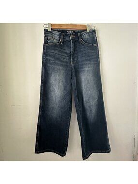 Judy Blue Wide Crop Jeans Dark Wash Stretch High Waist Denim 3/26  28x23.5x10